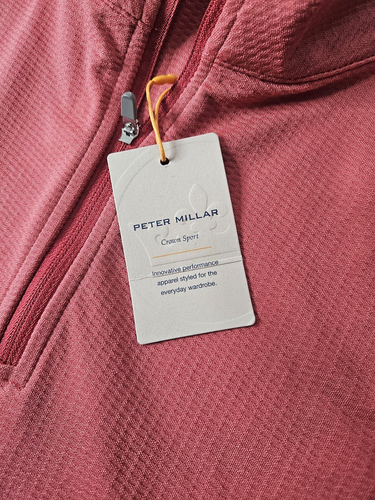 New Peter Millar Men's Cape Red Perth Oval Stitch Performance 1/4-Zip Size Small - Picture 4 of 11