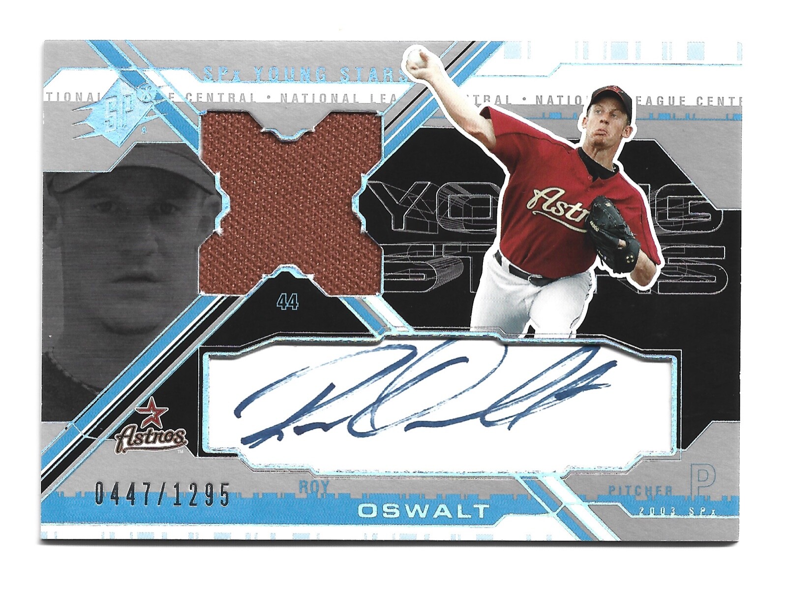 Roy Oswalt AUTOGRAPH Game Used JERSEY Houston Astros 2003 SPx AUTO Baseball Card