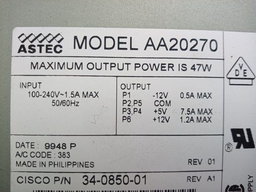 Astec AA20270 Bloc d'alimentation 47 W avec trois sorties +/-12V +5V - Afbeelding 2 van 3