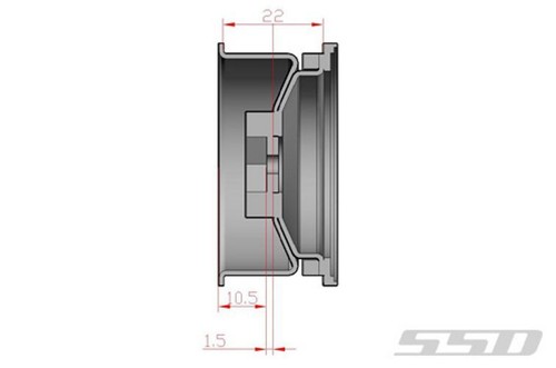 Ruedas de orificio D Beadlock de acero de 1,9"" 2 pernos escala hexagonal de 12 mm plata SCX10 SSD00006 - Imagen 3 de 3