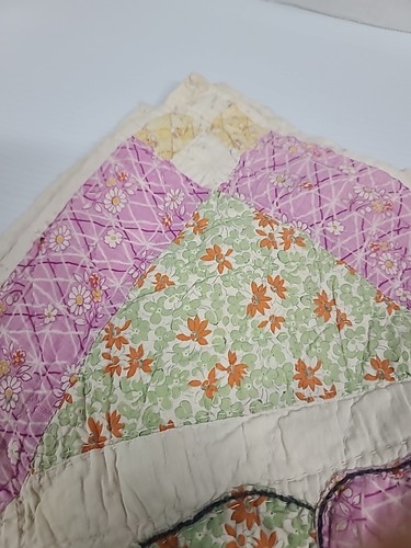 New England PATCHWORK QUILT ANTIQUE APPLIQUE GIRL'S Butterfly  1920 Crib 43x31 - Picture 9 of 9