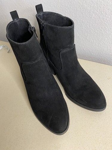 Old Navy Women’s 7.5 Ankle Boot Bootie Western 1.5" Heel Black Faux Suede Zip - Picture 11 of 13