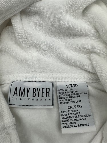 Amy Byer Dress Youth Girl Small Embroidered Full Zip White Pockets ..#18565 - Picture 5 of 9