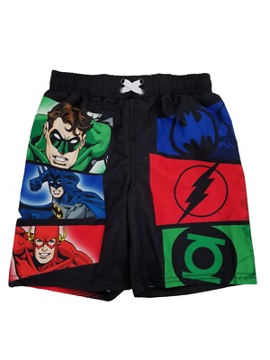 Justice League Superhero Toddler Boys Swim Trunks Batman Superman Size 3T New