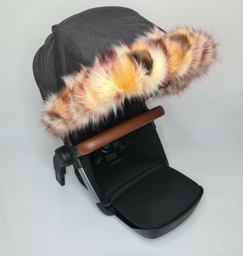 Luxury FAUX FUR Pram Hood Trim fits on ALL Models Prams Pushchair Universal Fit - Picture 34 of 37