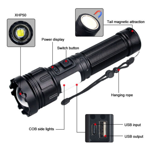 100000 Lumen Taschenlampe LED USB 5000 Meter Taktisches Fackel Arbeitslicht de - Bild 3 von 17
