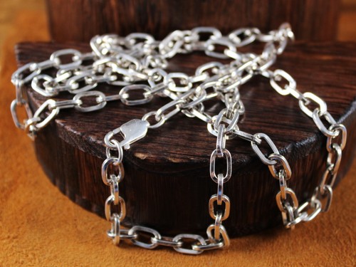Heavy Oval Link Chain 6.5mm Sterling Silver 36" Length - Bild 3 von 7
