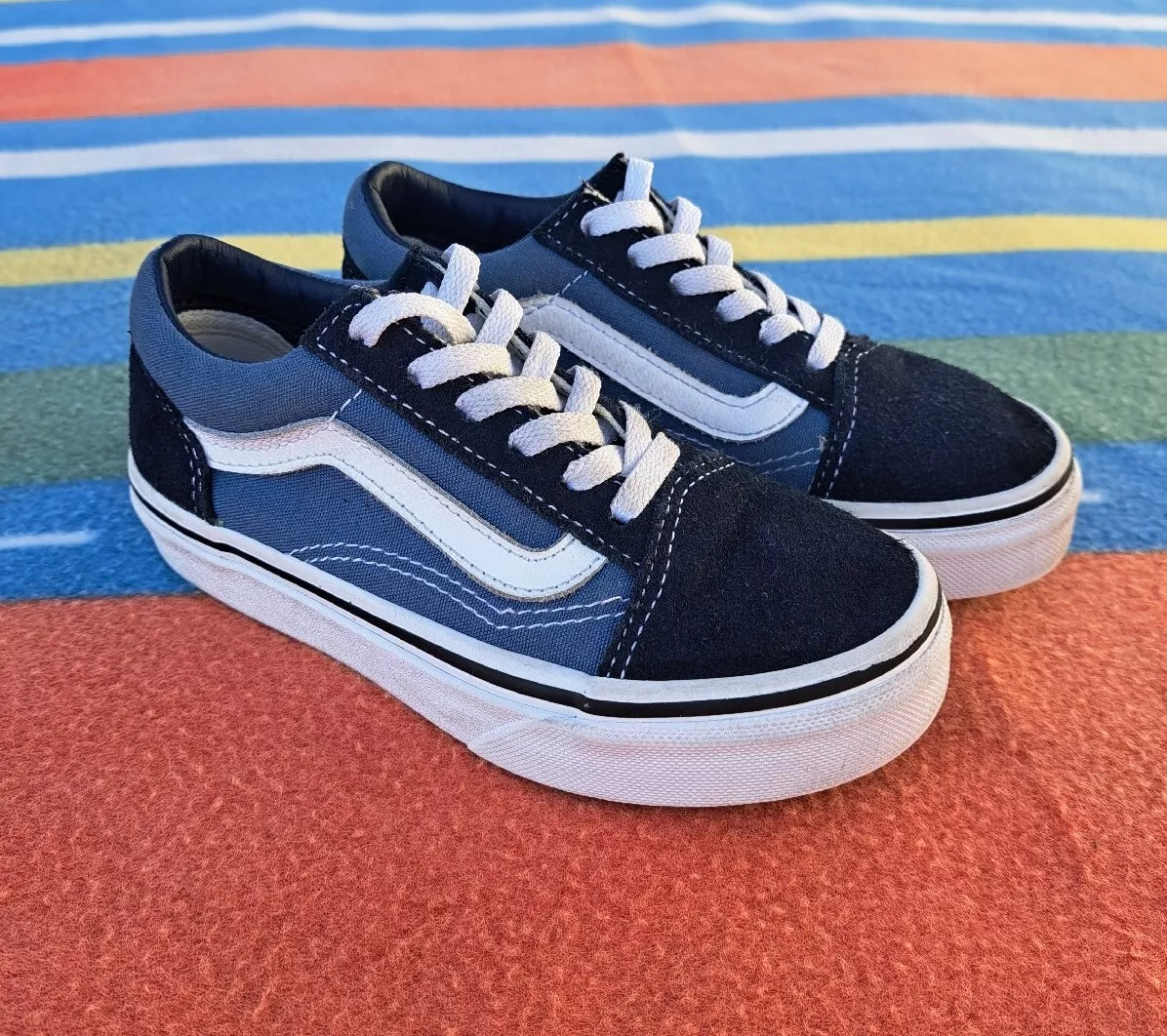 Skool Shoes Kids Size 12 Canvas Blue SK8 Laces White eBay