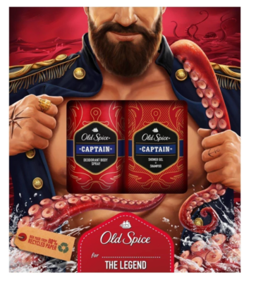 Old Spice Captain Gift Set For Him: Deodorant Body Spray & Shower