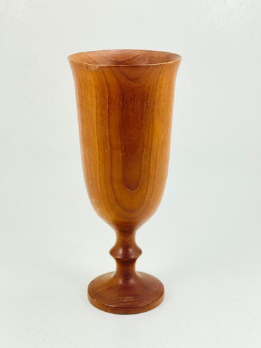 Vintage Hand Crafted Lathe Turned Wood Wooden Chalice Wine Cup Goblet 12oz L2 - Picture 4 of 7