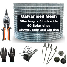 Solar Panel Wire 30m Mesh And Clip Kit Pigeon Proofing Kit Gloves Snippers Ties