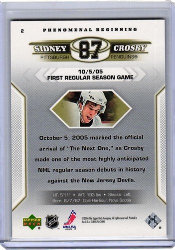 2005-06 Upper Deck Phenomenal Beginning Sidney Crosby Rookie  #2 - Bild 2 von 2