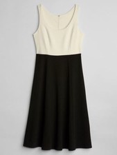 GAP Women Black Off White Colorblock Sleeveless Ponte Midi Scoop Neck Dress 4
