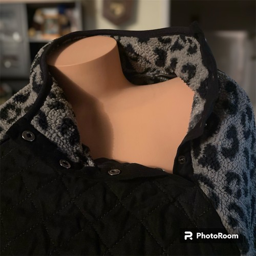 Pullover in pile rosa giglio asimmetrico a scatto stampa leopardata donna M - Foto 5 di 18