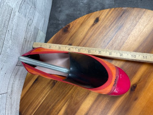 Pretty Ballerinas Ballet Flats Women 7.5 Shirley Shoes Orange Pink Suede Cap Toe - Picture 7 of 20
