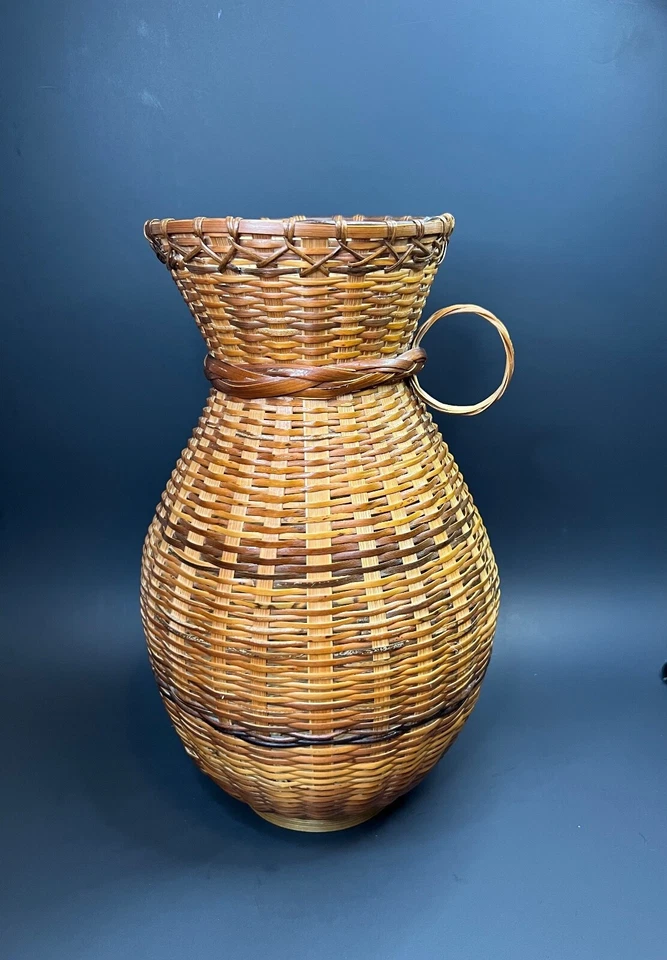 Woven Bamboo Vase In Great Condition 12" Tall - Image 2 of 4