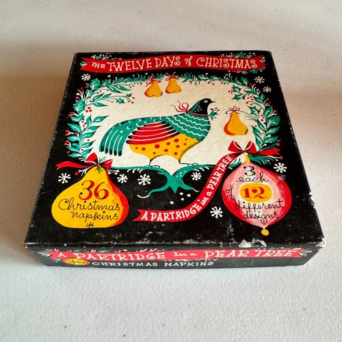 Twelve Days of Christmas Paper Napkins Box Vintage Made in USA - Picture 1 of 8
