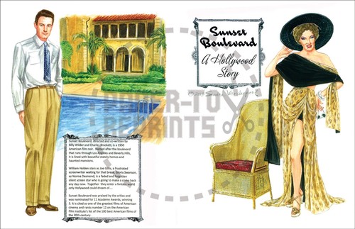 SUNSET BOULEVARD MOVIE PAPER DOLLS BY SANDRA VANDERPOOL - REPRINT - Picture 1 of 4