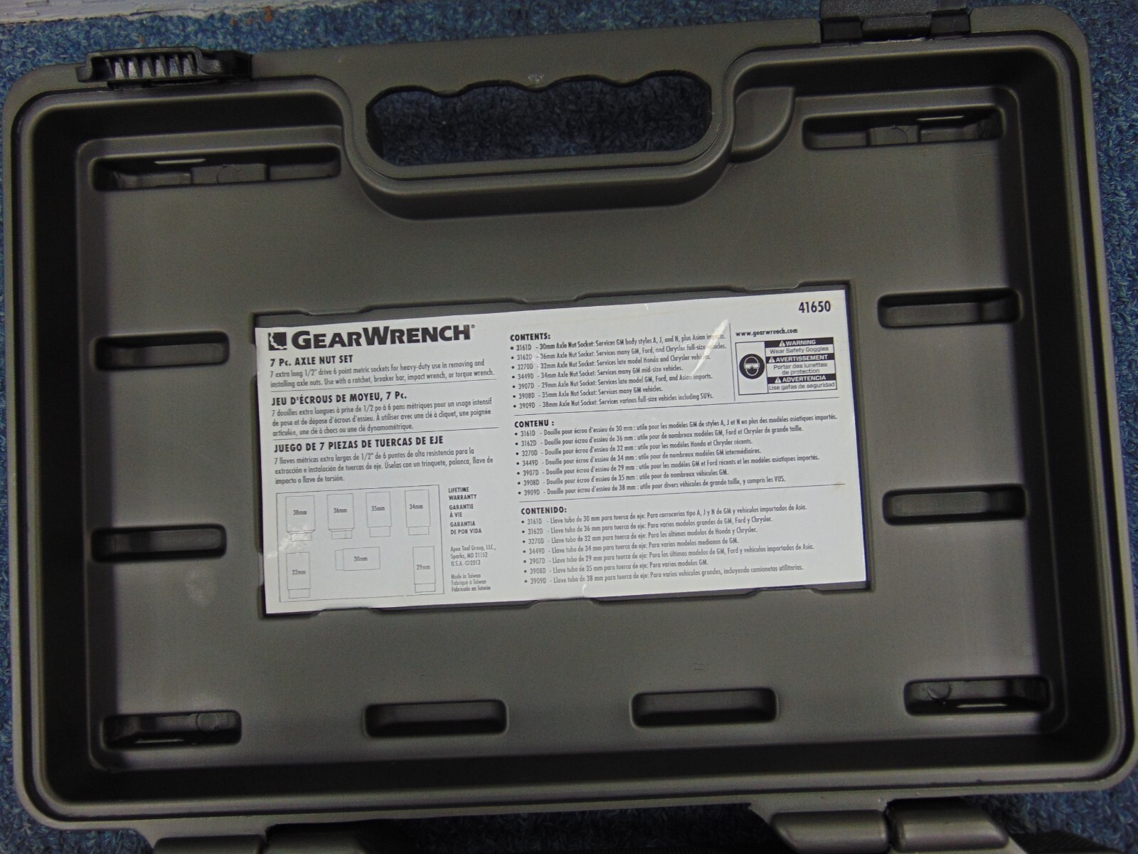 GearWrench 41650 7Piece Metric Axle Nut Set 1/2" Drive 6Point