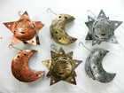 Metal Sun & Moon Garden Ornament Hanging Tea light Holder - Assorted Colours