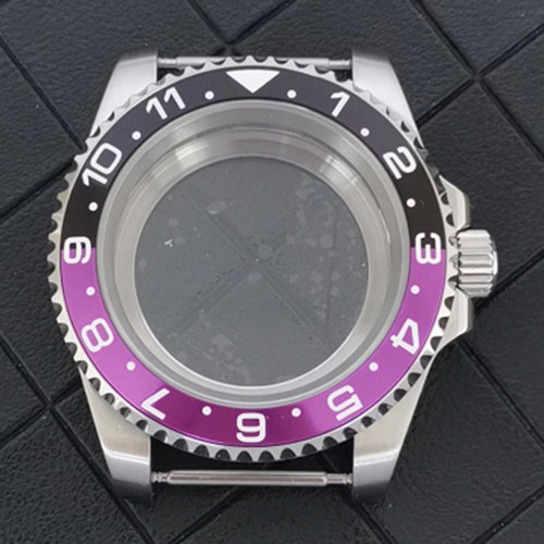Custodia orologio in acciaio inox movimento NH34 GMT cassa piatta in vetro zaffiro guscio - Foto 2 di 30