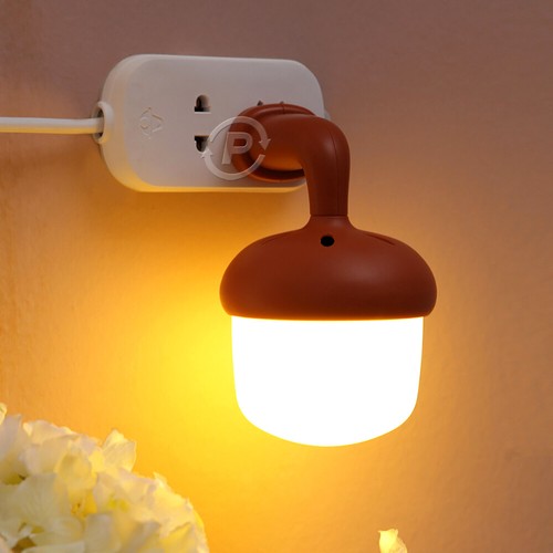 LED Sensor Night Light Acorn Shaped Lamp Smart Sound Control Kids Room Lighting - Picture 4 of 5