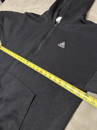 Vintage 90s Adidas Hoodie Sweatshirt Adult Large Black Pullover USA Made Mens - Picture 10 of 10