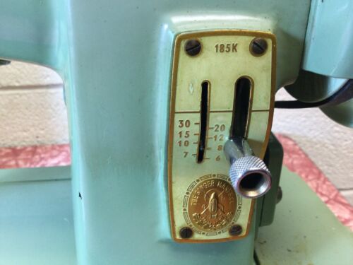 Vintage Singer 185K Nähmaschine grüne Katze. # RFJ8-8 mit Etui getestet funktioniert gut - Bild 2 von 12