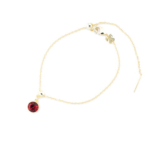 July Birthstone Bracelet, Red Bohemian Crystal, Gold or Silver Adjustable Chain - Picture 5 of 18