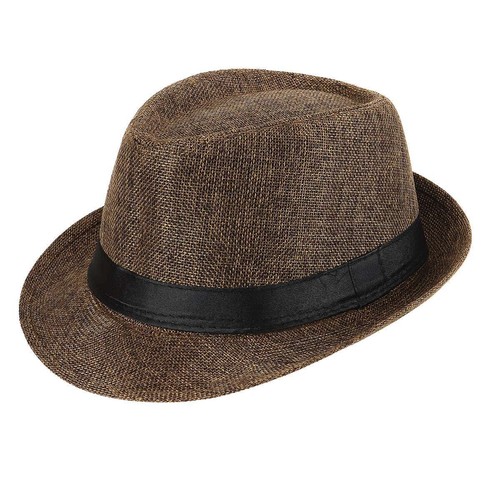 Men Women Summer Straw Jazz Fedora Hat Trilby Cuban Sun Cap Short Brim - Picture 11 of 16