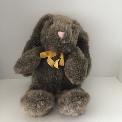 Plush Creations Inc. Bunny Rabbit Brown Floppy Long Ears Vintage 1993 Yellow Bow - Picture 1 of 13
