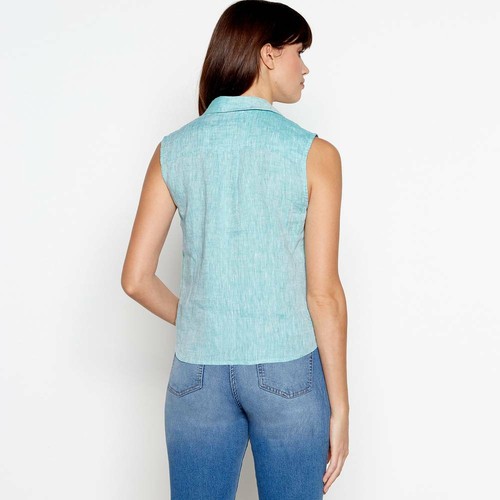 Maine New England - Green Tie Front Linen Top NEW Sealed with Tags - Picture 4 of 4