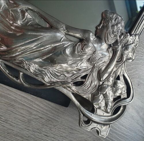 Art Nouveau WMF Maiden Mirror Replica Silver Coloured Metalic free standing - Picture 6 of 20
