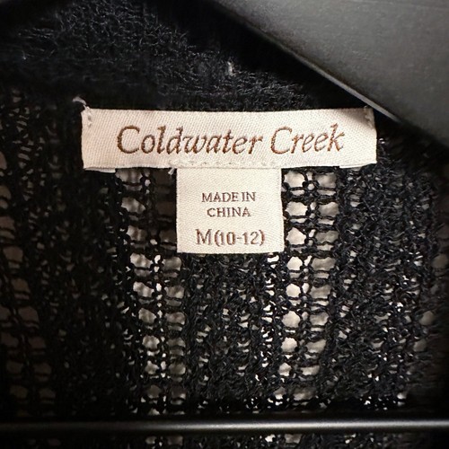 Coldwater Creek Linen Rayon Cotton Open Knit 3/4 Sleeve Black Open Cardigan - Picture 5 of 6