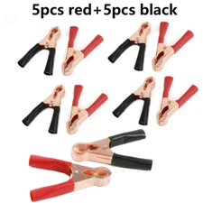 10 x Red Black Crocodile Alligator Clip Car Van Battery Test Lead Probe 50A 80mm