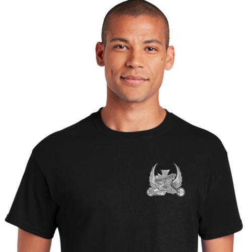 Biker Military Police Sexy Girl On Classic American Motorcycle Men's T Shirt - Picture 2 of 11