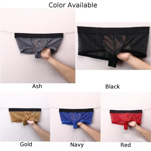 Low Waist Men's Boxers with See Through Mesh Pouch Bag Trunks Underpants M 2Xl - Picture 4 of 41