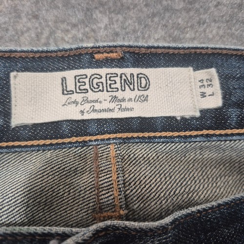 Lucky Brand Legend Jeans Men 34x32 Blue Selvedge Denim Authentic Skinny Made USA - Picture 2 of 15