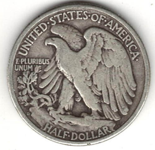 Medio dólar Walking Liberty 1943 D en muy buen estado ~ ver el escaneo 43-1-1 - Imagen 2 de 5
