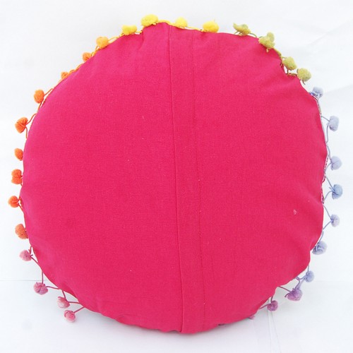 Decor Flower Design Suzani Pillow Cases Indian Embroidery Round Cushion Covers - Picture 5 of 6
