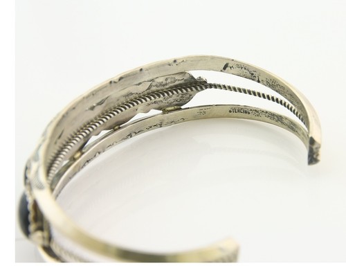 Vintage Navajo Bracelet 925 Silver Onyx Traditional Handmade Native American - Picture 4 of 7