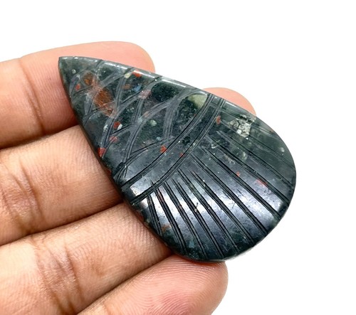 60 Cts Superb Natural African Bloodstone Seftonite Carvings Cabochon Gemstone - Picture 2 of 6