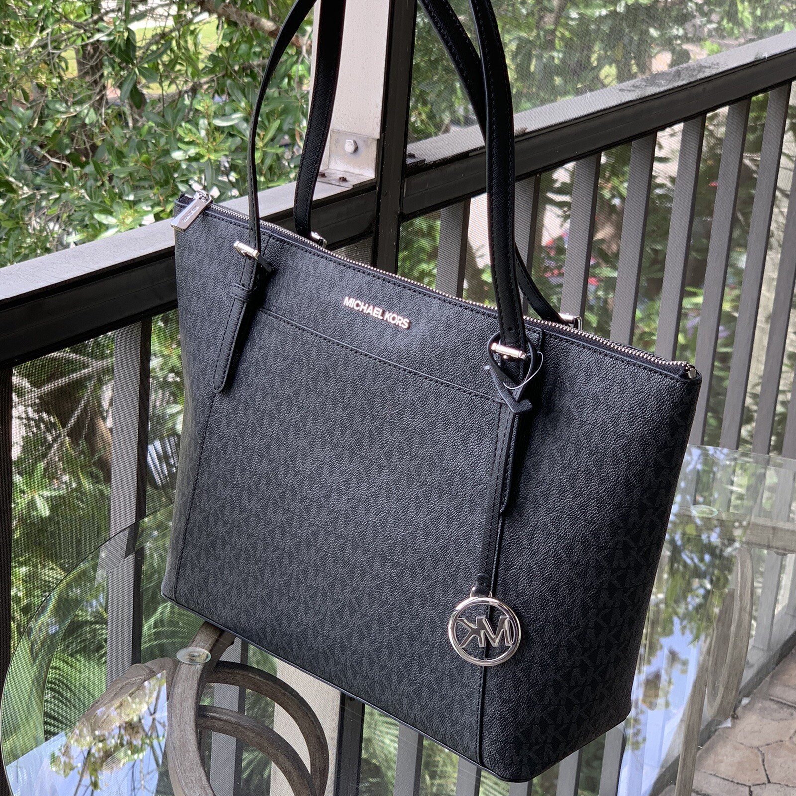 Michael Kors Women Lady Large PVC Black Leather Shoulder Tote Bag Handbag Purse 8 item image
