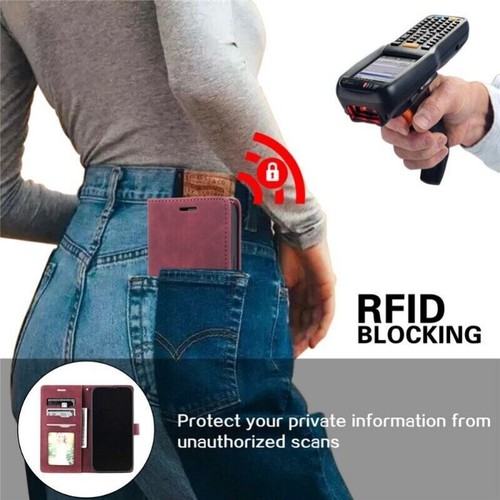For iPhone 15 Plus 14 13 12 11 Pro Max Case Wallet RFID Block Leather Flip Cover - Picture 39 of 75