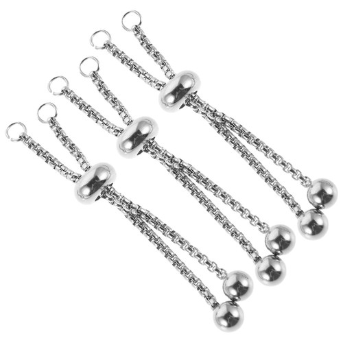 3 PCS Stainless Steel Push and Pull Bracelet Adjustable Slider Chain Extender