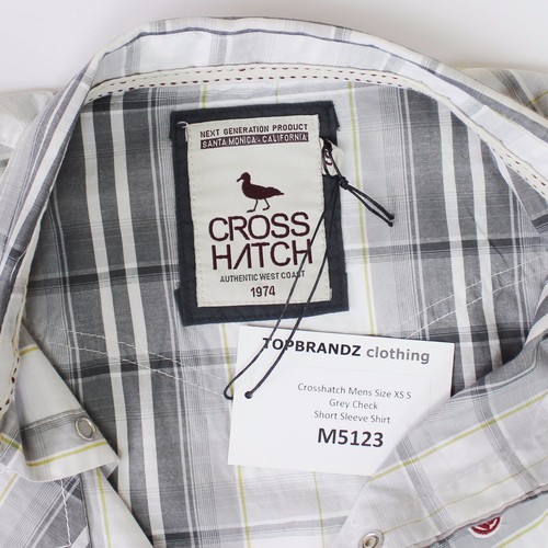 Crosshatch Mens Size XS S Grey Check Short Sleeve Shirt - Picture 4 of 4
