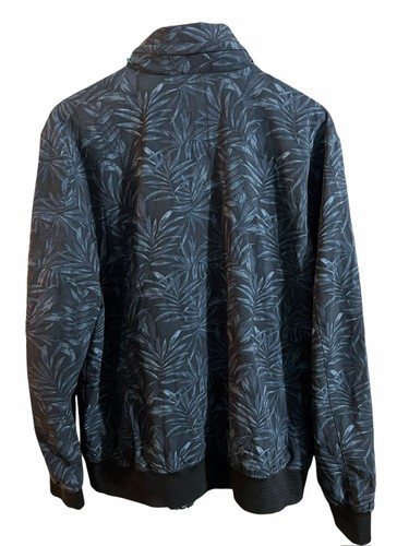 Banana Republic Men's L Motion Tech Palm Leaf Blue Black Stretch Bomber Jacket - Picture 2 of 10
