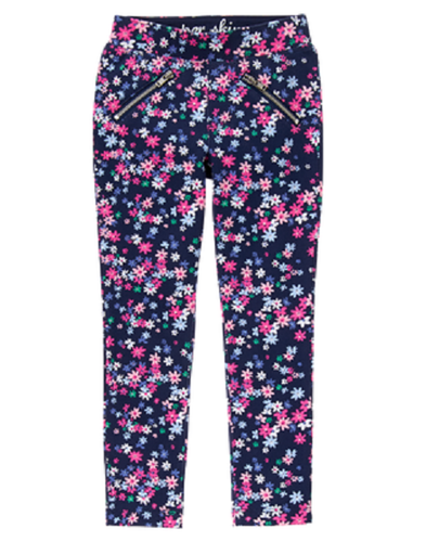 Gymboree Shore to Love Mädchen marineblau rosa Blumen Reißverschluss Skinny Ponte Hose Jeggings 6 - Bild 3 von 3