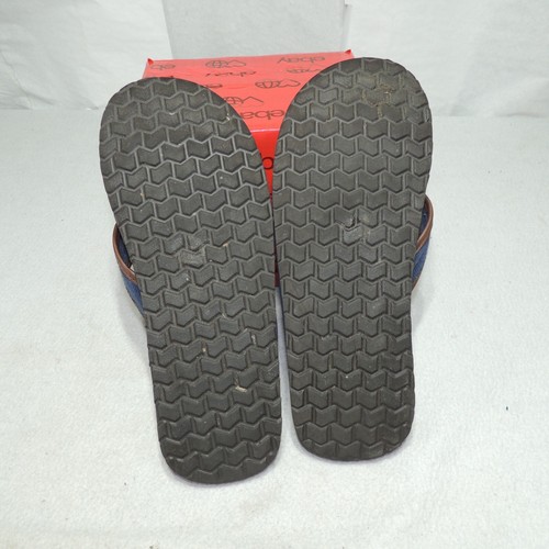 Polo Ralph Lauren Mens Size 9 / 9.5 Brown Blue Leather Sandals Flip Flops - Imagen 6 de 9