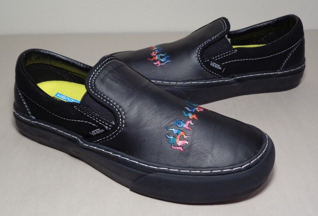 Vans Size 9 M WADE GOODALL SF Black Leather Slip On Sneakers New